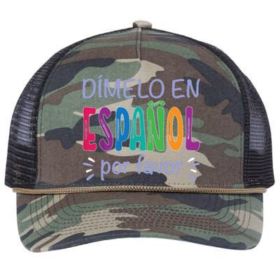 Dimelo En Espanol Bilingual Spanish Teacher Retro Rope Trucker Hat Cap