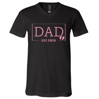 Dad Established Est 2024 Girl Newborn Gifts Daddy Father V-Neck T-Shirt