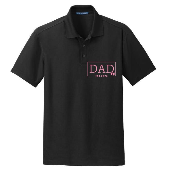 Dad Established Est 2024 Girl Newborn Gifts Daddy Father Dry Zone Grid Polo