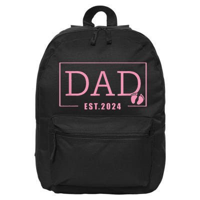 Dad Established Est 2024 Girl Newborn Gifts Daddy Father 16 in Basic Backpack