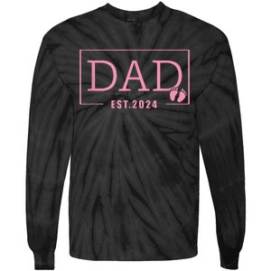 Dad Established Est 2024 Girl Newborn Gifts Daddy Father Tie-Dye Long Sleeve Shirt