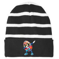 Dabbing Easter Egg Costume Easter Sunday Day Striped Beanie with Solid Band