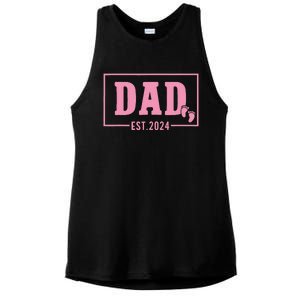 Dad Established Est 2024 Girl Newborn Daddy Father Ladies PosiCharge Tri-Blend Wicking Tank