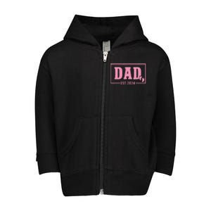 Dad Established Est 2024 Girl Newborn Daddy Father Toddler Zip Fleece Hoodie