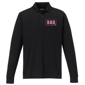 Dad Established Est 2024 Girl Newborn Daddy Father Performance Long Sleeve Polo