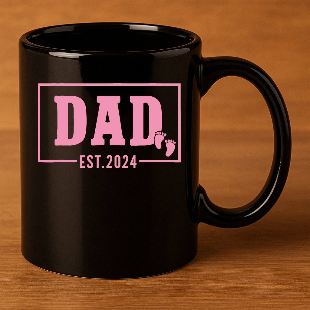 Dad Established Est 2024 Girl Newborn Daddy Father 11oz C Handle Ceramic Mug