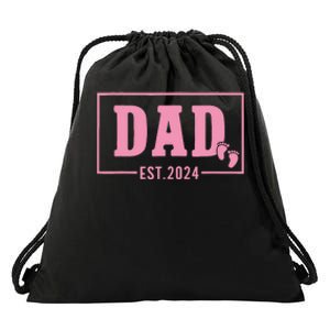 Dad Established Est 2024 Girl Newborn Daddy Father Drawstring Bag