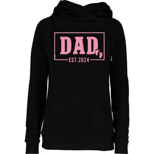 Dad Established Est 2024 Girl Newborn Daddy Father Womens Funnel Neck Pullover Hood