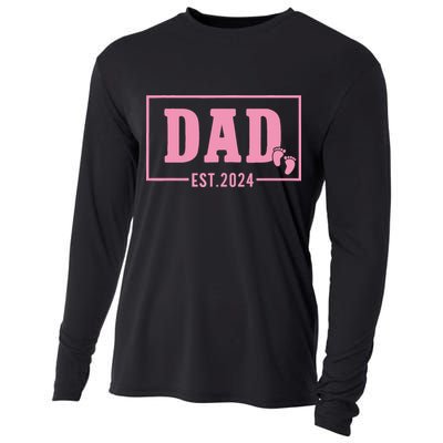 Dad Established Est 2024 Girl Newborn Daddy Father Cooling Performance Long Sleeve Crew