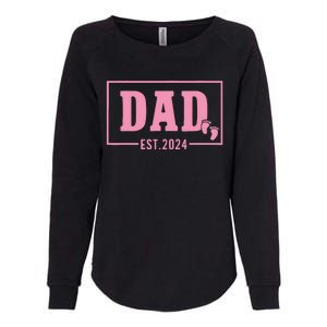 Dad Established Est 2024 Girl Newborn Daddy Father Womens California Wash Sweatshirt