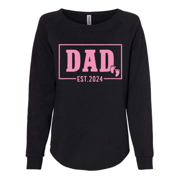 Dad Established Est 2024 Girl Newborn Daddy Father Womens California Wash Sweatshirt