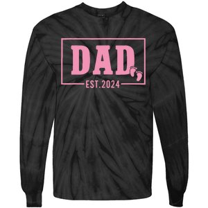 Dad Established Est 2024 Girl Newborn Daddy Father Tie-Dye Long Sleeve Shirt