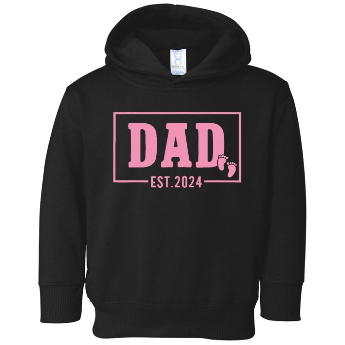 Dad Established Est 2024 Girl Newborn Daddy Father Toddler Hoodie