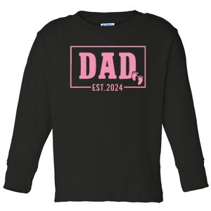 Dad Established Est 2024 Girl Newborn Daddy Father Toddler Long Sleeve Shirt