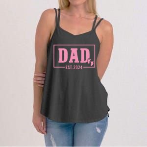 Dad Established Est 2024 Girl Newborn Daddy Father Women's Strappy Tank