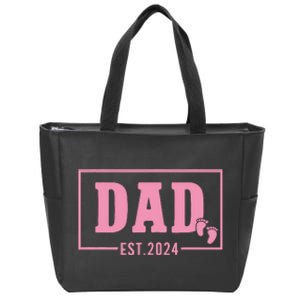 Dad Established Est 2024 Girl Newborn Daddy Father Zip Tote Bag