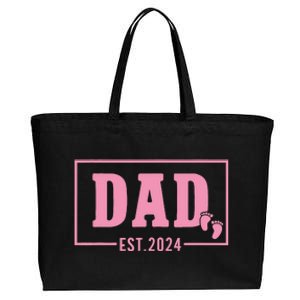 Dad Established Est 2024 Girl Newborn Daddy Father Cotton Canvas Jumbo Tote