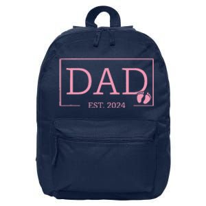 Dad Established Est 2024 Girl Newborn Gifts Daddy Father 16 in Basic Backpack