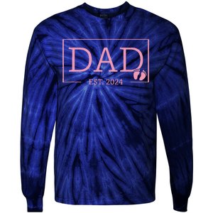 Dad Established Est 2024 Girl Newborn Gifts Daddy Father Tie-Dye Long Sleeve Shirt