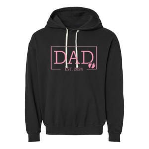 Dad Established Est 2024  Newborn Gifts Daddy Father Garment-Dyed Fleece Hoodie