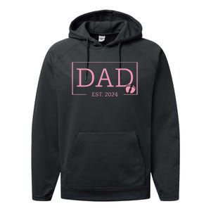 Dad Established Est 2024  Newborn Gifts Daddy Father Performance Fleece Hoodie