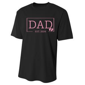 Dad Established Est 2024  Newborn Gifts Daddy Father Performance Sprint T-Shirt