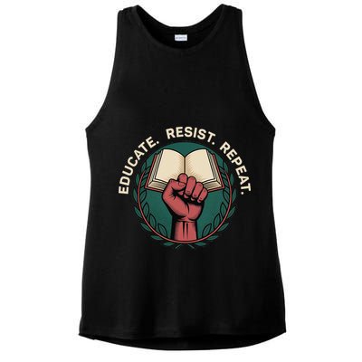 Defend Education Educate Resist Repeat Ladies PosiCharge Tri-Blend Wicking Tank