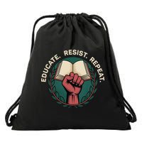 Defend Education Educate Resist Repeat Drawstring Bag