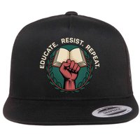 Defend Education Educate Resist Repeat Flat Bill Trucker Hat