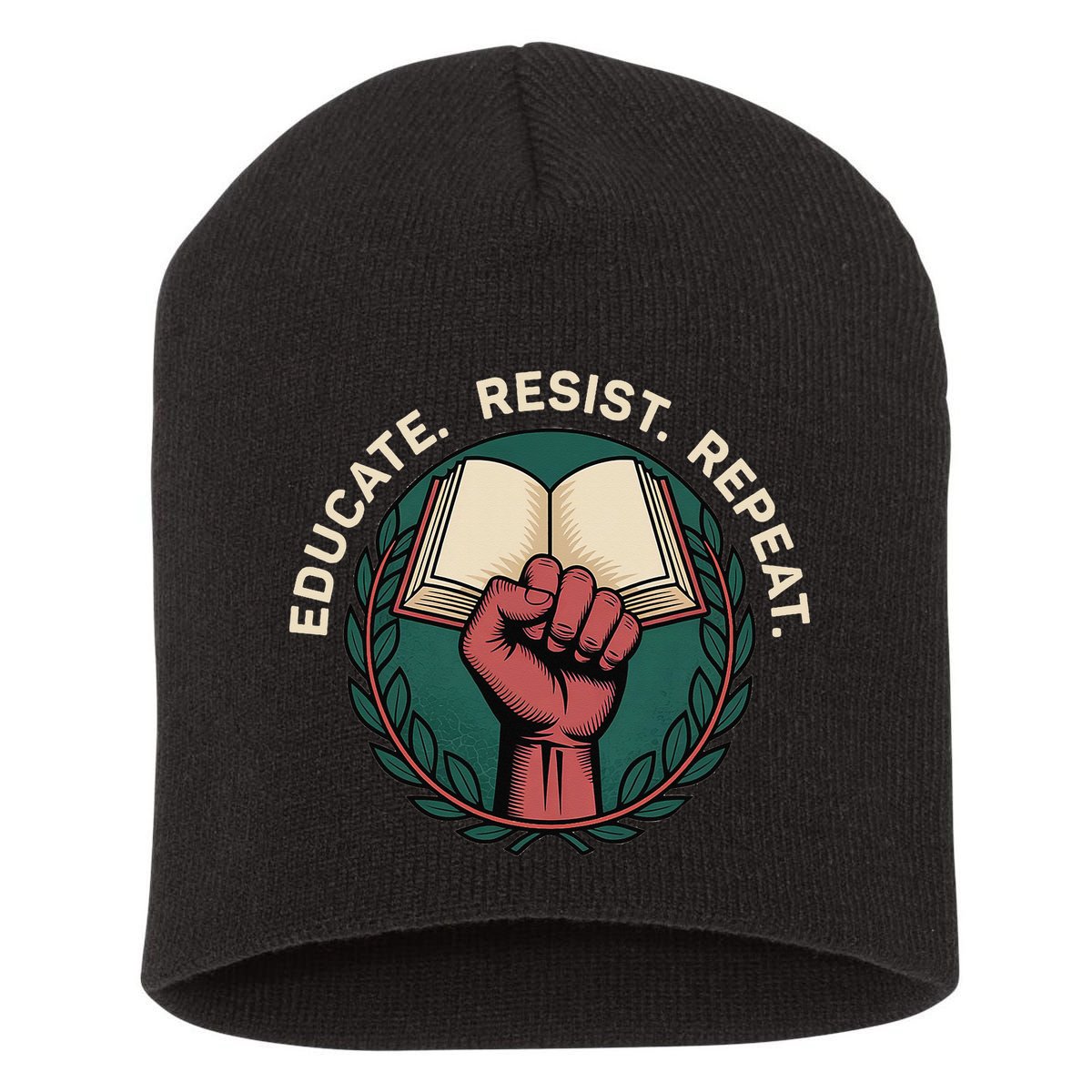 Defend Education Educate Resist Repeat Short Acrylic Beanie
