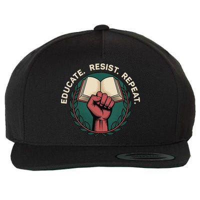 Defend Education Educate Resist Repeat Wool Snapback Cap