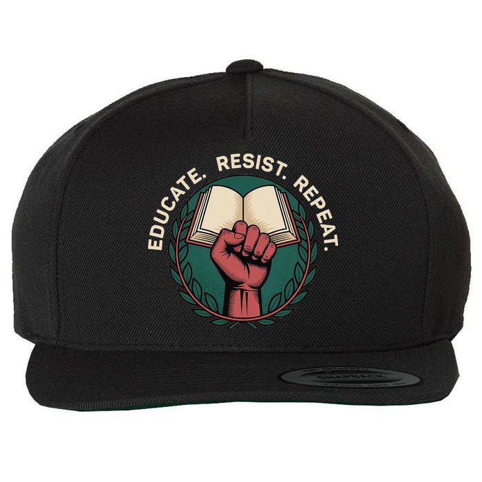 Defend Education Educate Resist Repeat Wool Snapback Cap