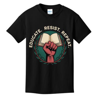 Defend Education Educate Resist Repeat Kids T-Shirt