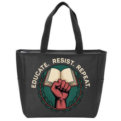 Defend Education Educate Resist Repeat Zip Tote Bag