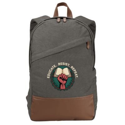 Defend Education Educate Resist Repeat Cotton Canvas Backpack