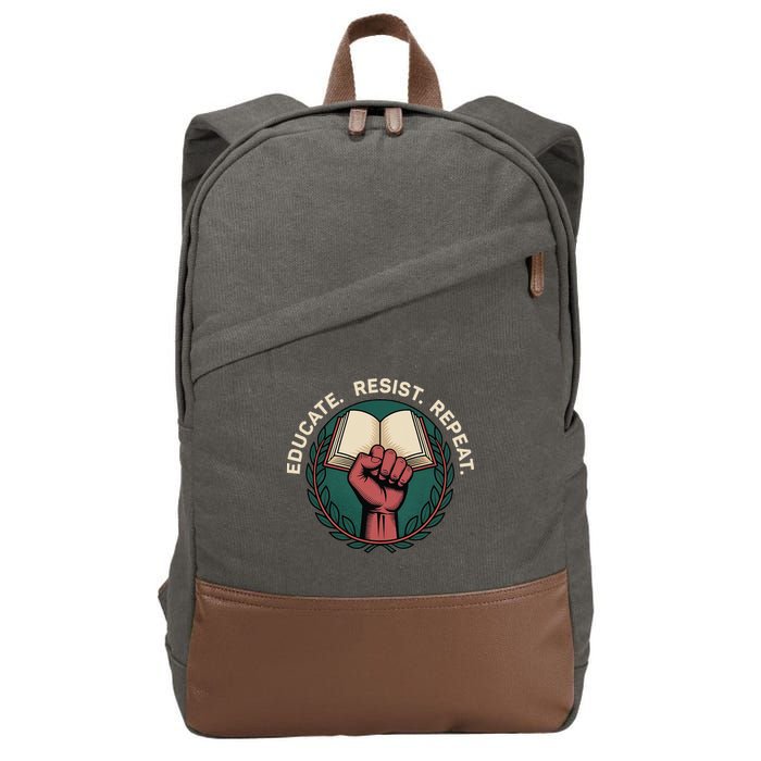 Defend Education Educate Resist Repeat Cotton Canvas Backpack