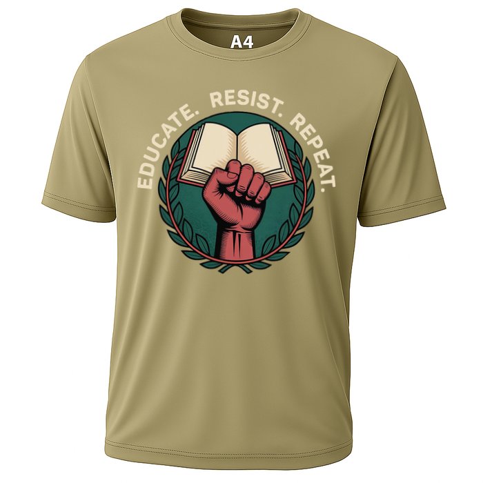 Defend Education Educate Resist Repeat Cooling Performance Crew T-Shirt