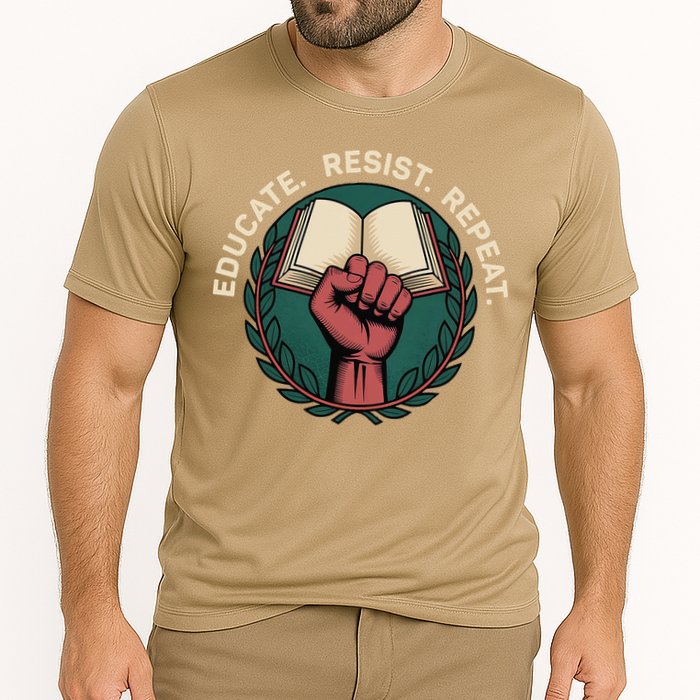 Defend Education Educate Resist Repeat Cooling Performance Crew T-Shirt