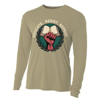 Defend Education Educate Resist Repeat Cooling Performance Long Sleeve Crew