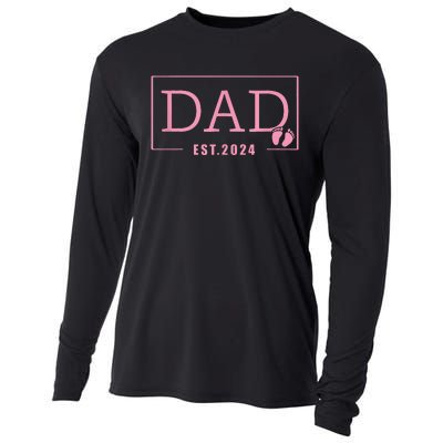 Dad Established Est 2024 Newborn Gifts Daddy Father Cooling Performance Long Sleeve Crew