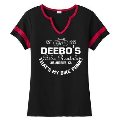 Deebos Bike Rental Retro Ladies Halftime Notch Neck Tee