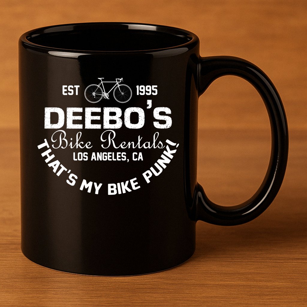 Deebos Bike Rental Retro 11oz C Handle Ceramic Mug