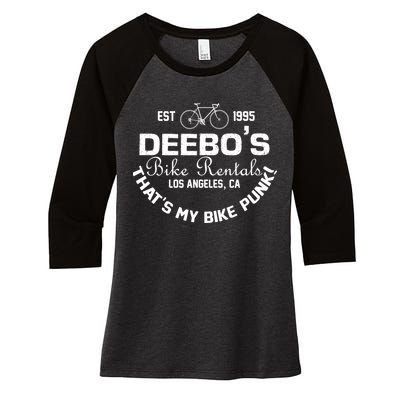 Deebos Bike Rental Retro Women's Tri-Blend 3/4-Sleeve Raglan Shirt