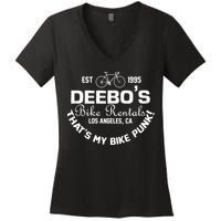 Deebos Bike Rental Retro Women's V-Neck T-Shirt