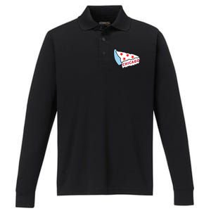 Deep Dish Chicago Pizza Flag Performance Long Sleeve Polo