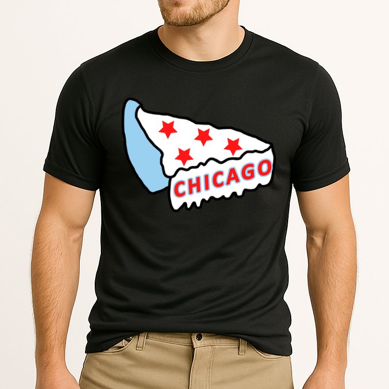 Deep Dish Chicago Pizza Flag Cooling Performance Crew T-Shirt