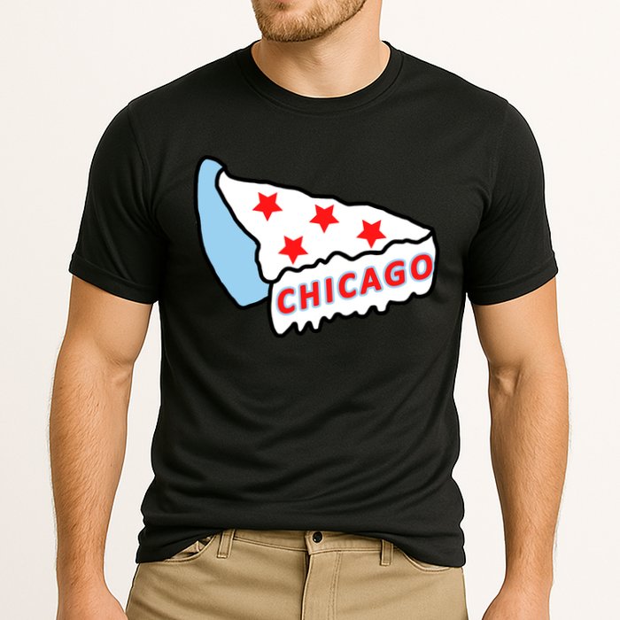 Deep Dish Chicago Pizza Flag Cooling Performance Crew T-Shirt