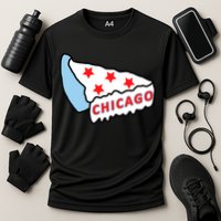 Deep Dish Chicago Pizza Flag Cooling Performance Crew T-Shirt