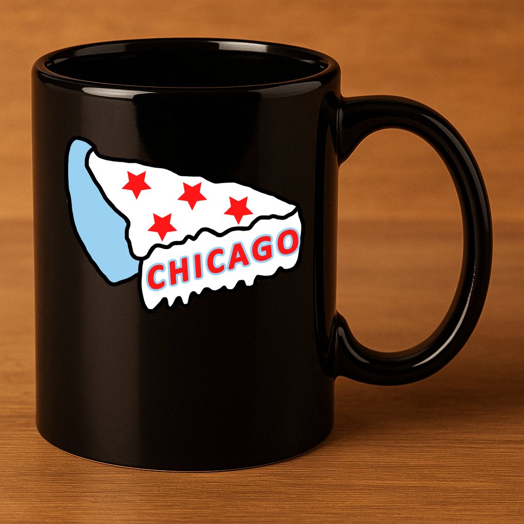 Deep Dish Chicago Pizza Flag 11oz C Handle Ceramic Mug