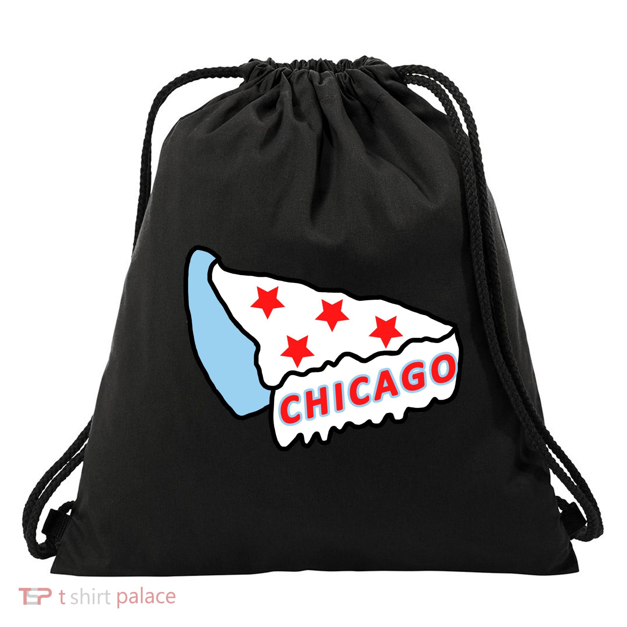 Deep Dish Chicago Pizza Flag Drawstring Bag